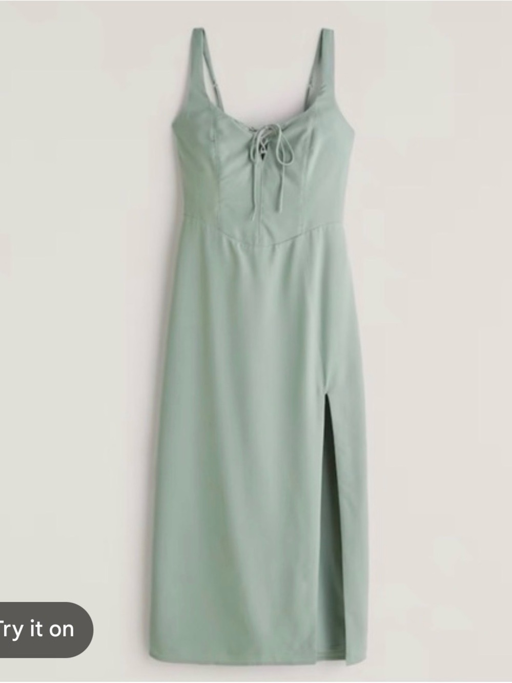 Abercrombie Sage Green Lace-Up Midi Dress